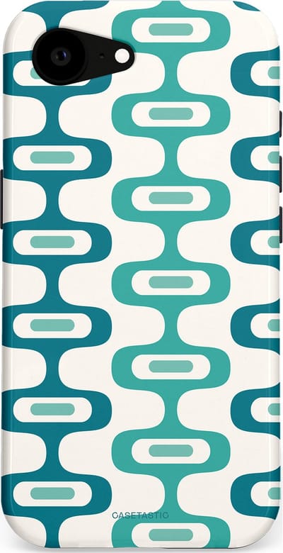 Casetastic hoesje geschikt voor Apple iPhone 16e / Apple iPhone 17e - MagSafe - Dubbellaagse bescherming - Vormen vibe - Fashion Case - Wit Petrol Lichtgrijs Mintgroen