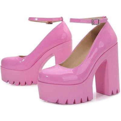 Chic Schattig Lief Y2k Dames Schoenen Zwart Roze Enkelband Pumps Vierkante Hoge Hakken Plateauschoenen Zomer Comfortabel Lopen 10 roze