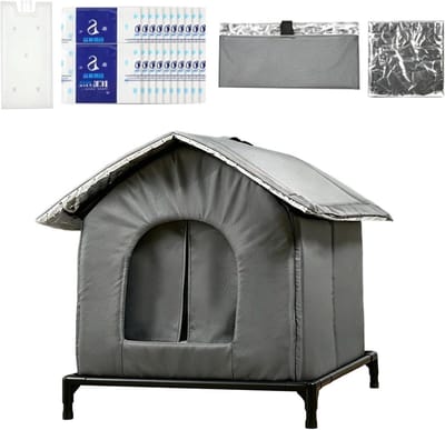 Verkoelend Kattenhuis - Koelhuis Huisdier - Hitte Ontlopen - Tweelaags Ontwerp - 32 cm breed - Grijs