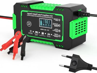 Slimme Acculader - Batterijlader - Voertuigen Onderhoud - Automatische Stop - 12V 6A - Zwart