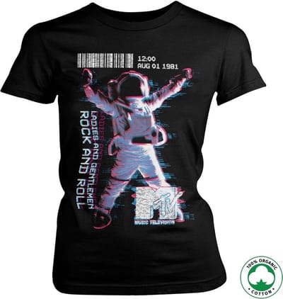 MTV Dames Tshirt -S- Moon Man Organic Zwart