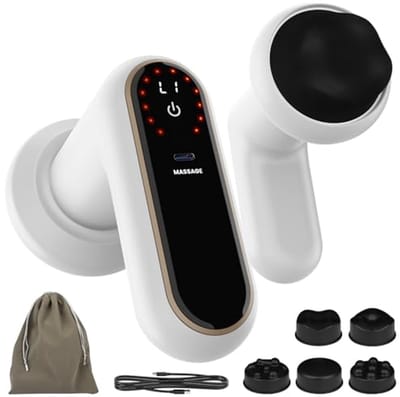 Elektrisch massageapparaat voor anti-cellulitis met verwarming, 5 massagekoppen, 6 intensiteitsniveaus en 3 massagemodi voor vetreductie en spierontspanning