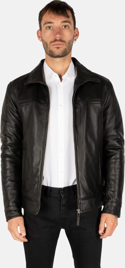 KENT Zwarte Leren Jas - Luxe Herenjas in Zwart Nappaleer - Heren Jas in grote maten - Onderhoudsvrij - Waterdicht - Winddicht - Zwart - Maat 3XL : 56 EU