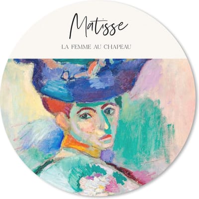 Muismat rond 20x20 cm - Mousepad Kunst - Henri Matisse - La femme au chapeau - Ronde muismatten