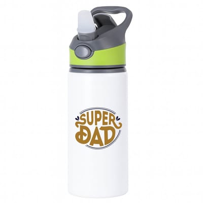 Hacebo® - super dad waterfles met rietje groen - Vader - papa - Vaderdag - cadeau - verjaardag - kado - water fles - 650ML
