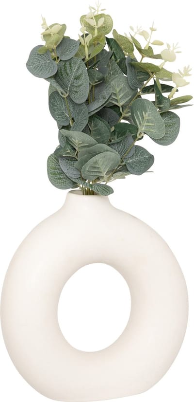 Atmosphera Kunstplant eucalyptus met keramieken vaas - 20x7x37cm - Wit