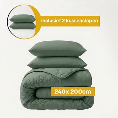 Dekbed-Discounter - Sleeptime Dekbed Zonder Overtrek 240 x 200 cm - Inclusief 2 kussenslopen - Wasbaar op 40 graden - Verkoelend dekbed - Groen