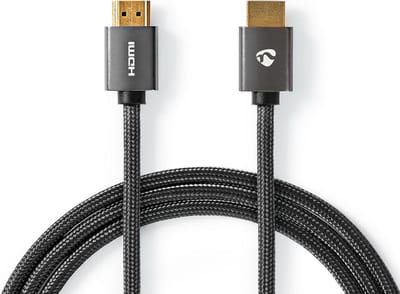 Nedis High Speed ​​HDMI-Kabel met Ethernet - HDMI Connector - HDMI Connector - 4K@60Hz - ARC - 18 Gbps - 1.00 m - Rond - Katoen - Gun Metal Grijs - Cover Window Box
