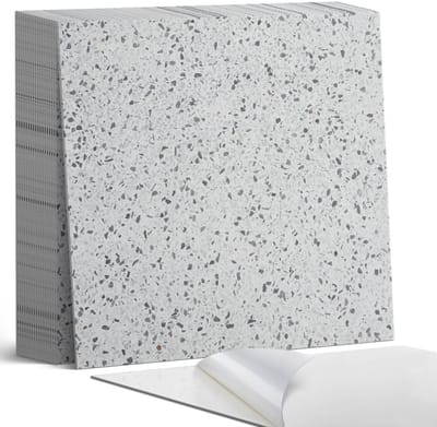 Coloray Plaktegels - Steenpatroon met textuur Zelfklevende Tegels - 20 cm x 20 cm - Grijs Plaktegels - 20 stuks - Vierkant PVC Tegels - Plaktegels Badkamer - Plaktegels Vloer - Vinyltegels Vloer Zelfklevend - Wandtegel Zelfklevend