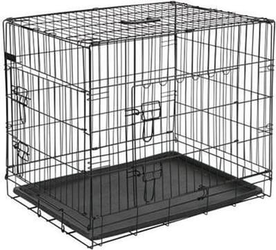 Draadkooi zwart plastic basis 122x74,5x80,5 cm met bijpassend vetbed