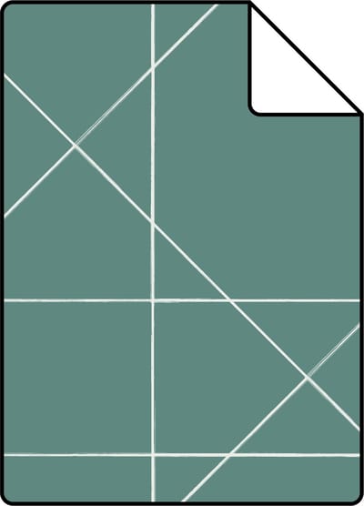 Proefstaal ESTAhome behang grafische lijnen vergrijsd zeegroen - 26.5 x 21 cm - 139092-S