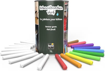 MagPaint Schoolbordenverf Starterspakket - Groen - 1L (10m²) - Inclusief 20 Krijtjes