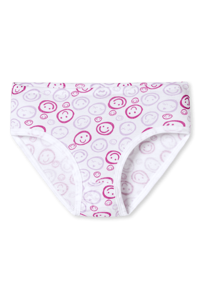 Slips, set van 3, Smileys, roze/wit - Fine Rib 92