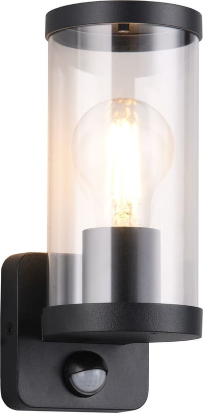 REALITY BONITO - Wandlamp - Zwart mat - excl. 1x E27 4W - Bewegingsensor - Buitenverlichting - IP44