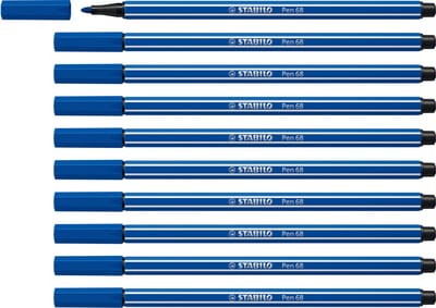 STABILO Pen 68 - Premium Viltstift - Donkerblauw - Doos 10 stuks