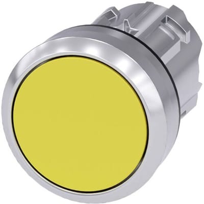 Siemens 3SU10500AB300AA0 3SU1050-0AB30-0AA0 Druktoets Metalen frontring, Hoogglans, Rond Knop Zilver, Geel 1 stuk(s) Piece