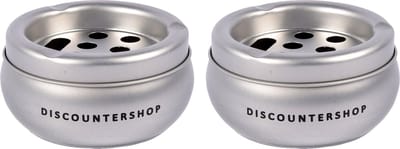 Asbakken Set van 2 Trendy Aluminium Terrasasbak voor Buiten - Zilveren Metaal - Perforatie Deksel - Stijvolle Tafelaccessoire - 10cm Diameter