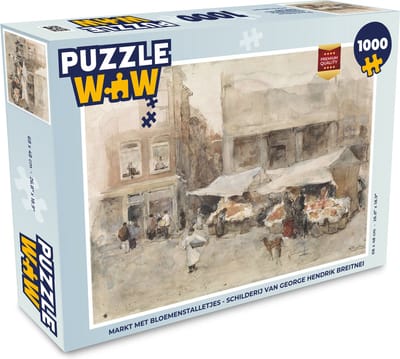 Puzzel Markt met bloemenstalletjes - Schilderij van George Hendrik Breitner - Legpuzzel - Puzzel 1000 stukjes volwassenen