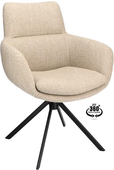 Icon Living - Armstoel Savo - Stof Rhythm Liver - Leg Black 360° Return-System