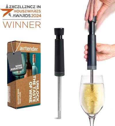 Airtender Wine Aerator | Wijnbeluchter | RVS FILTERBUIS | Winnaar Excellence in Housewares Awards | Made in Holland
