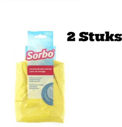 2x Sorbo Huishoudhandschoenen - maat XL - geel - extra lang - schoonmaakhandschoenen