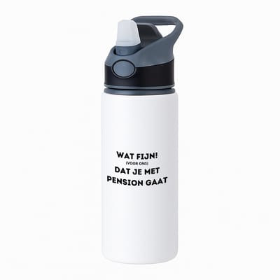 Hacebo® - wat fijn (voor ons) dat je met pensioen gaat waterfles met rietje zwart - iemand die met pensioen gaat - collega's - werknemers - verjaardagscadeau - verjaardag - cadeau - afscheidscadeau - geschenk - water fles - 650ML