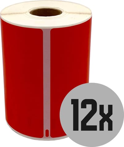 DULA Dymo Compatible labels - Rood - S0904980 - Grote verzendetiketten - 12 rollen - 104 x 159 mm - 220 labels per rol