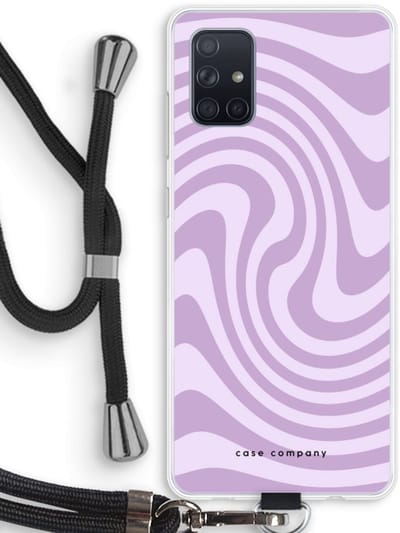 Case Company® - Hoesje met koord geschikt voor Samsung Galaxy A71 hoesje met Koord - Swirl Paars - Telefoonhoesje met Zwart Koord - Bescherming aan alle Kanten en Over de Schermrand