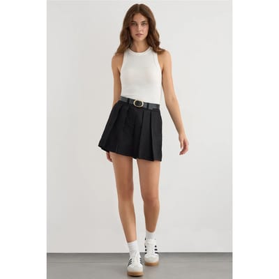 Plisseeroog Midi Hoge Taille Katoenen Skort