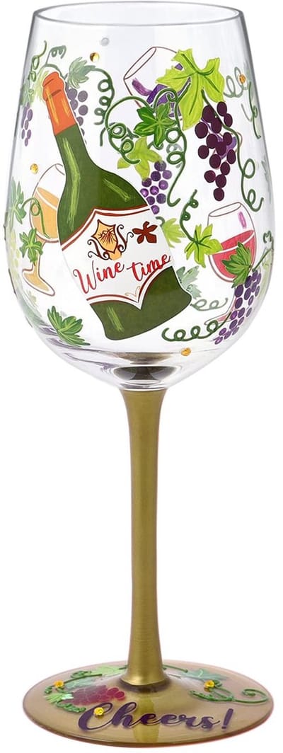 Allecto - Handgeschilderd Wijnglas - Druiven Cocktailglazen - Verjaardag Cadeau - 15oz - Perfect voor Wijnliefhebbers - Herbruikbaar - Uniek Design