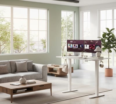 Elevé Pro Elektrisch Zit-Sta Bureau 160x80 cm – In Hoogte Verstelbaar Bureau – Wit Frame/Wit Blad – Ergonomisch & Modern DesignCasa Serena – Casa Dorada
