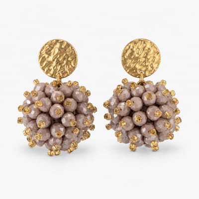 Lajetti - Statement Oorbellen Taupe Dames - Stainless Steel Beaded Earrings - Glaskralen