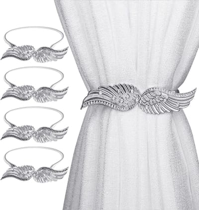 Dailygoods- Gordijnbinder 4 stuks - Verstelbaar tot 60 cm - Aluminiumlegering - Glinsterend ontwerp - Gordijnfixeerder - Modern patroon - Gordijnhaak