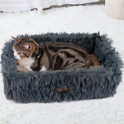 Famanu – Krabplank van karton -robuust groot kattenbed -pluizige krabplank met golfkarton -afneembaar -dubbelzijdig bruikbaar