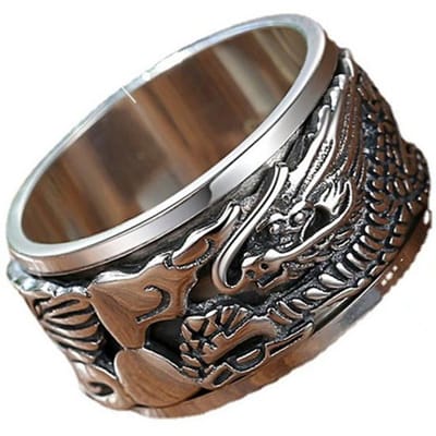 Draak Wolken Ring Mannelijke Sieraden Draaibare Vintage Persoonlijkheid Mannen Brede Ring Voor Vriendje Vinger Accessoires Vele Maten 10 gray