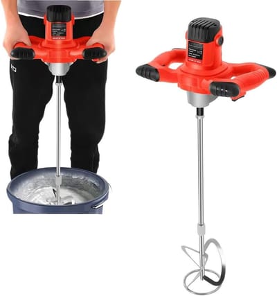 Betonmixer - Roermachine Mortel - Bouwmaterialen Mengen - 6 Snelheden Instelbaar - 1500 W - Rood