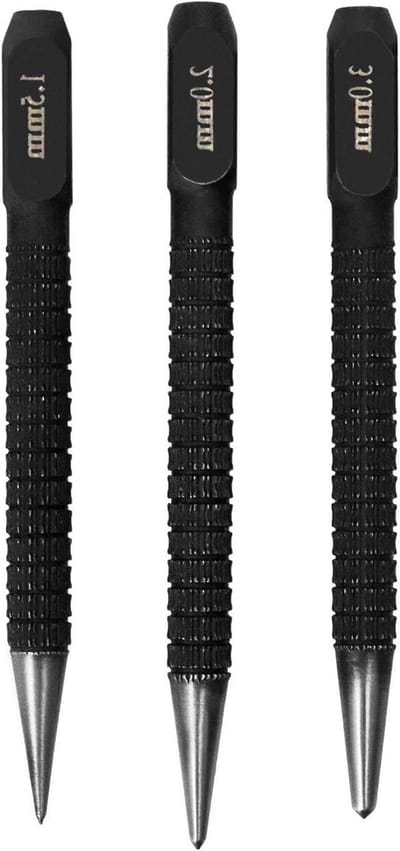Punch set voor positionering met spons, 1.5 mm, 2 mm en 3 mm - 3-delige set voor precisiewerk