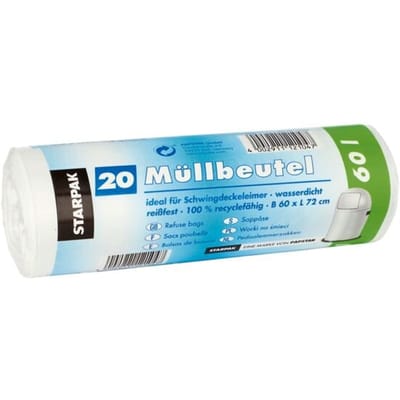 Witte Vuilniszakken 60 Liter | 100 Zakken | LDPE | 17 My | 60x72 cm - 60 Liter Afvalzakken, Pedaalemmerzak 60 Liter