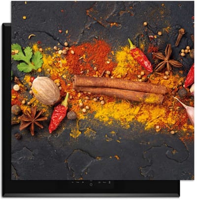 KitchenArt - Spice Canvas – Inductie Beschermer - 59x52 cm - Kookplaat Beschermer - Luxe Afdekplaat Inductieplaat - Anti-slip & Oprolbaar - Beschermmat Inductiekookplaat