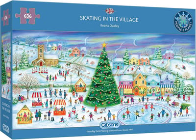 Kerst Puzzel - Wintertafereel Legpuzzel - Gezelligheid Binnen - Gemaakt Van Gerecycled Karton - 636 Stukjes
