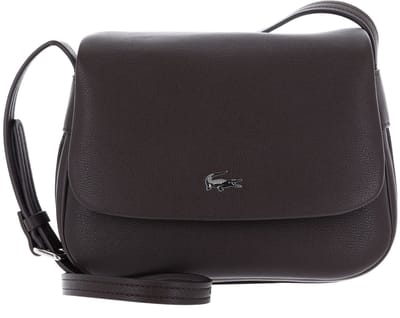 LACOSTE schoudertas Flap Crossover Bag Dark Brown donkerbruin
