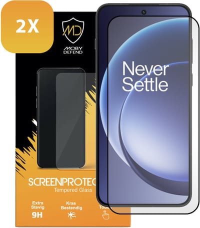 2-Pack MobyDefend Screenprotectors - Geschikt voor OnePlus 15R - Screensavers Met Zwarte Randen - Gehard Glas