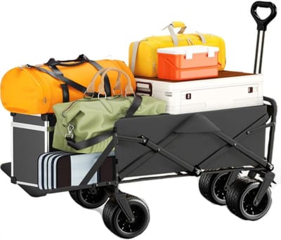 Opvouwbare Bolderkar - Transportwagen Outdoor Kar - Spullen Vervoeren - Met Achterklep - 80 x 47 cm - Zwart