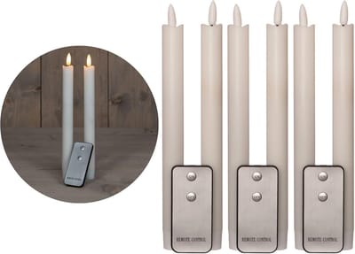 LED-kaarsen met timer WIT, 8 stuks voor binnen - 6 uur - ECHTE WAS Hoogte 23 cm voor kaarsen, diameter 2,2 cm, 2 AAA-batterijen vereist. LED-kaarsen, set van 4 WIT (twee keer) bewegend vlamlicht.