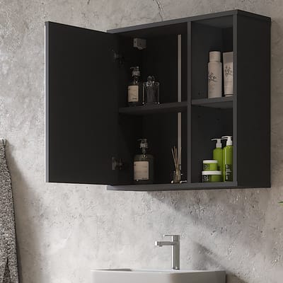 Vicco Leano Badkamerspiegelkast – 60 x 60 cm Antraciet/berg eik
