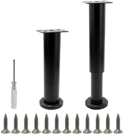 Cosensi- Meubelpoten Verstelbaar - Set van 2 - Hoogte 18-30 cm - Roestvrij Staal - Zwart - Met Schroevendraaier