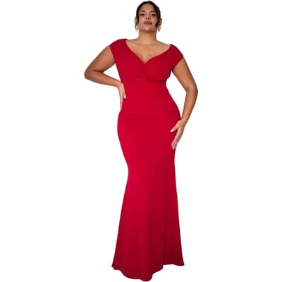 Damesjurk met plooi Goddiva Bardot Maxi
