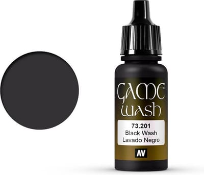 Vallejo Hobbyverf Acrylverf - 73201 Game Color Wash - Black - Acryl - Verf flesje - 18 ml