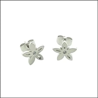 Aramat Jewels | Oorbellen | Stalen Oorbellen Bloem - Perfect Cadeau! | Bloem-Zilverkleur-zirkonia-9mm | |7mm | Staal | Volwassenen | Verkleurd niet