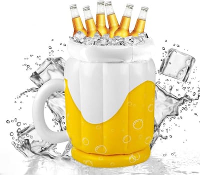 Dailygoods- Opblaasbare Koeler 45x32cm - Drankhouder Zwembad - Drijvende Bierkoeler - Capaciteit voor Flessen - Ideaal voor Feestjes - Houdt Drankjes Koud